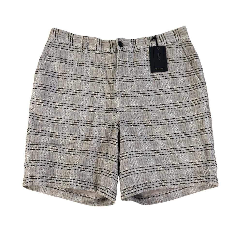 Billy Reid NEW $198 Men's Size 32 Tan Jacquard 100% Cotton Plaid 8" Chino Shorts